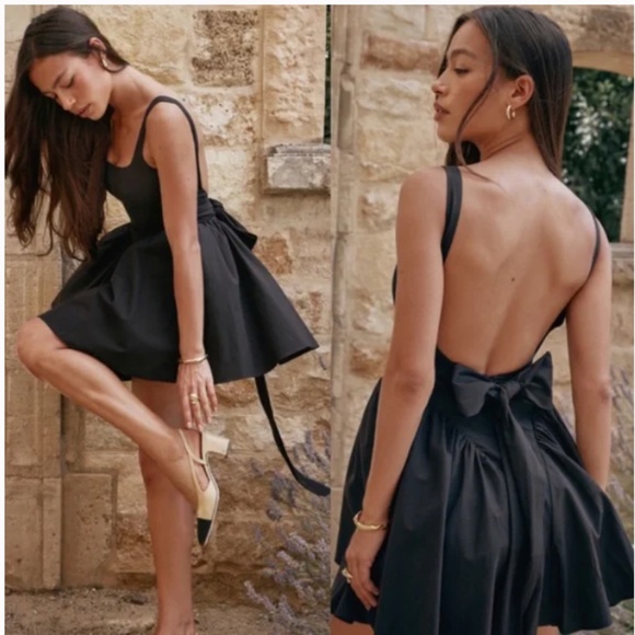 HOUSE OF CB XL D-DD‎  'Florianne' Black Bow Mini Dress NWOT - Picture 2 of 6